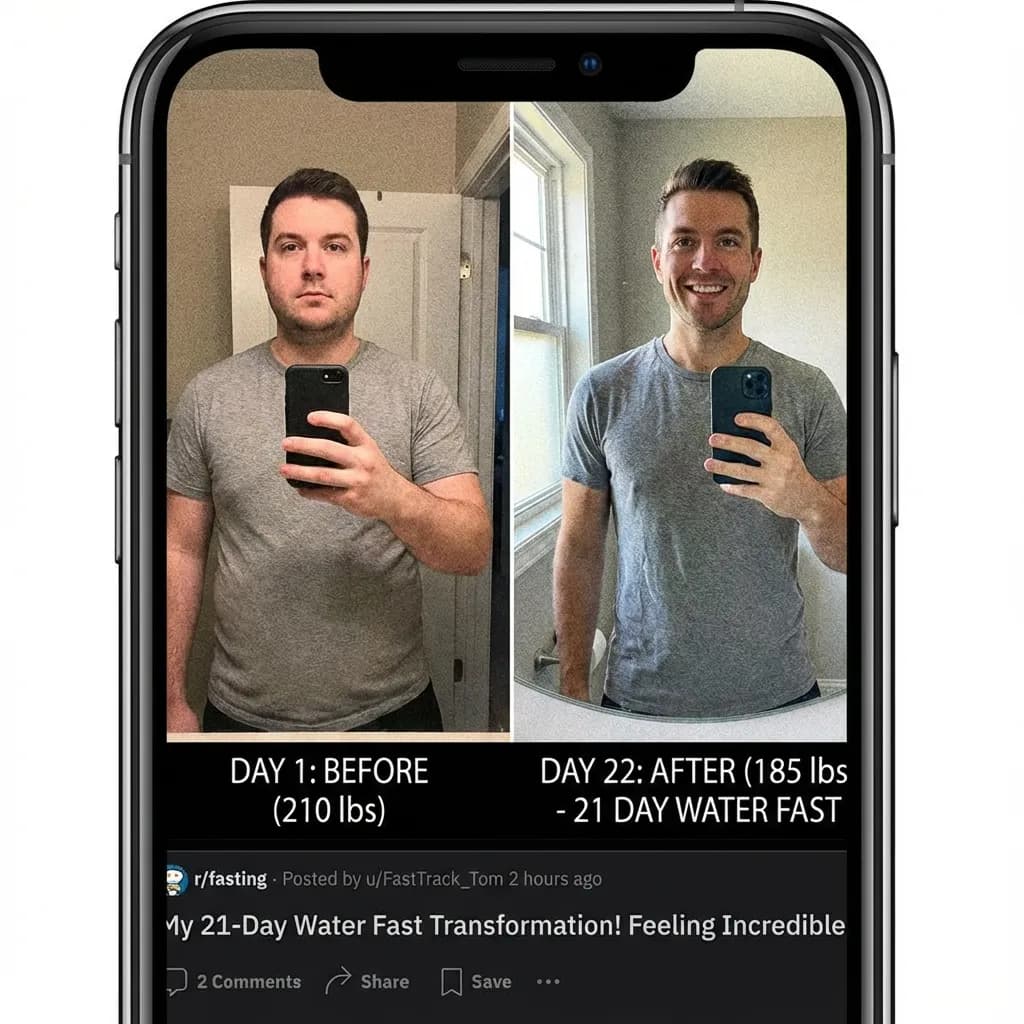21-day water fast results. 210 → 185 lbs. Best decision ever.